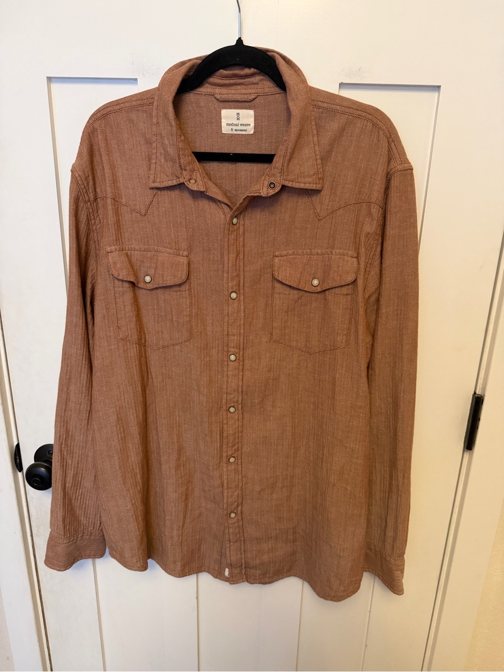 Mutual Weave Men’s Western Casual Long Sleeve Pearl Snap Shirt Size XL Cotton